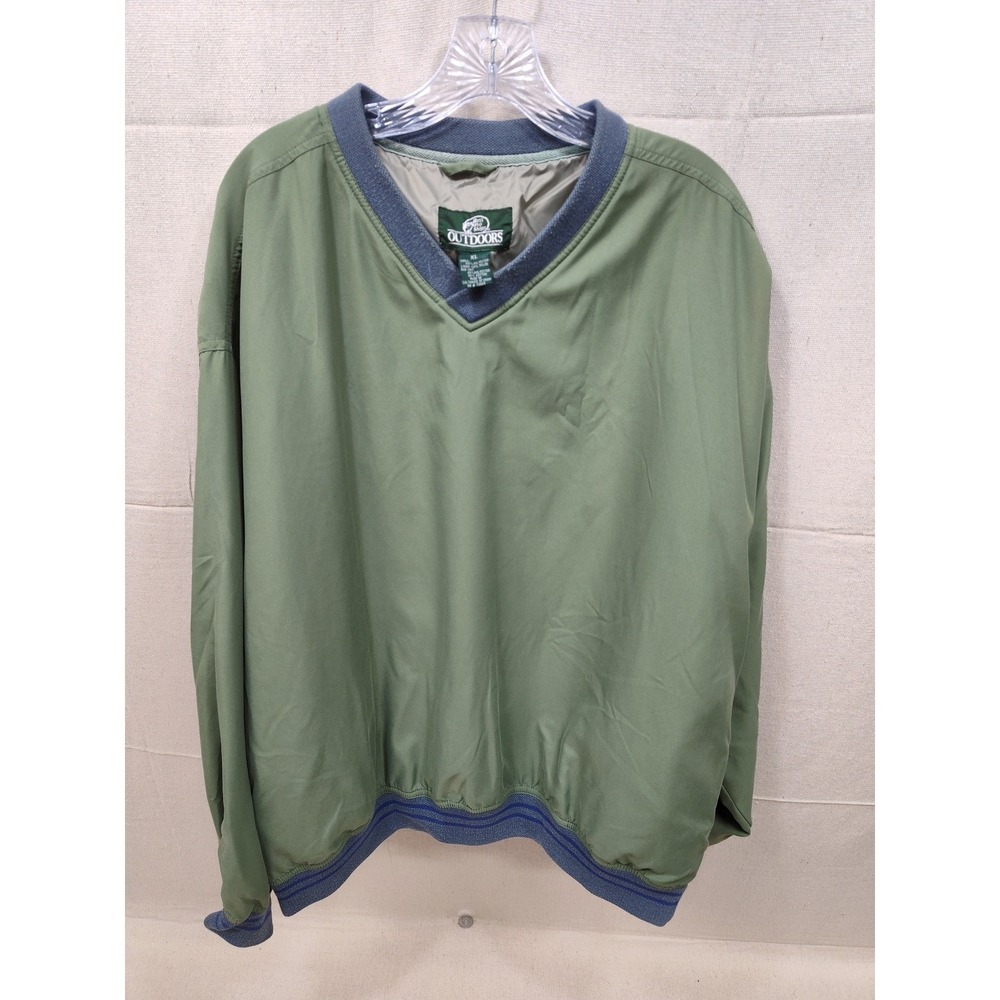 Bass Pro‎ Shops Outdoors Mens XL V-Neck Windbreaker Pullover Green RN 72803